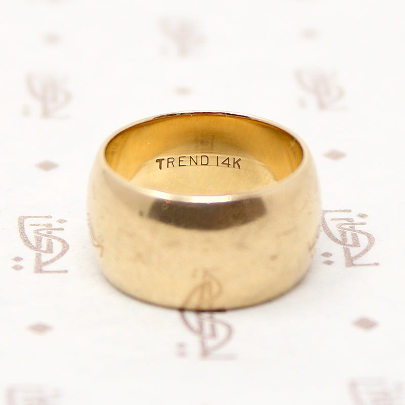 Very Wide "TREND" Gold Wedding Band Size 5