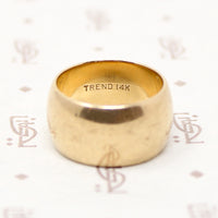 Very Wide "TREND" Gold Wedding Band Size 5