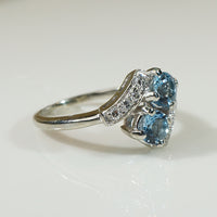 Diamond and Aquamarine White Gold Ring c1930