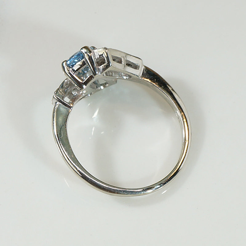 Diamond and Aquamarine White Gold Ring c1930