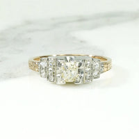 Architectural Deco Engagement Ring with Juicy Diamond