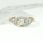 Architectural Deco Engagement Ring with Juicy Diamond