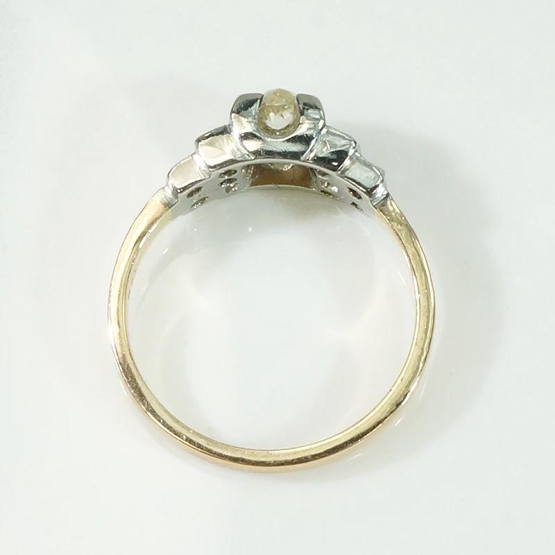 Architectural Deco Engagement Ring with Juicy Diamond
