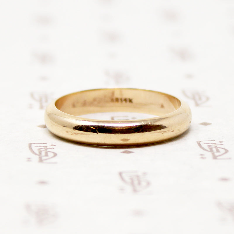 Handsome Half Round 1950s Gold Wedding Band