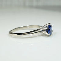 Lush Blue Sapphire Mid Century Solitaire Ring