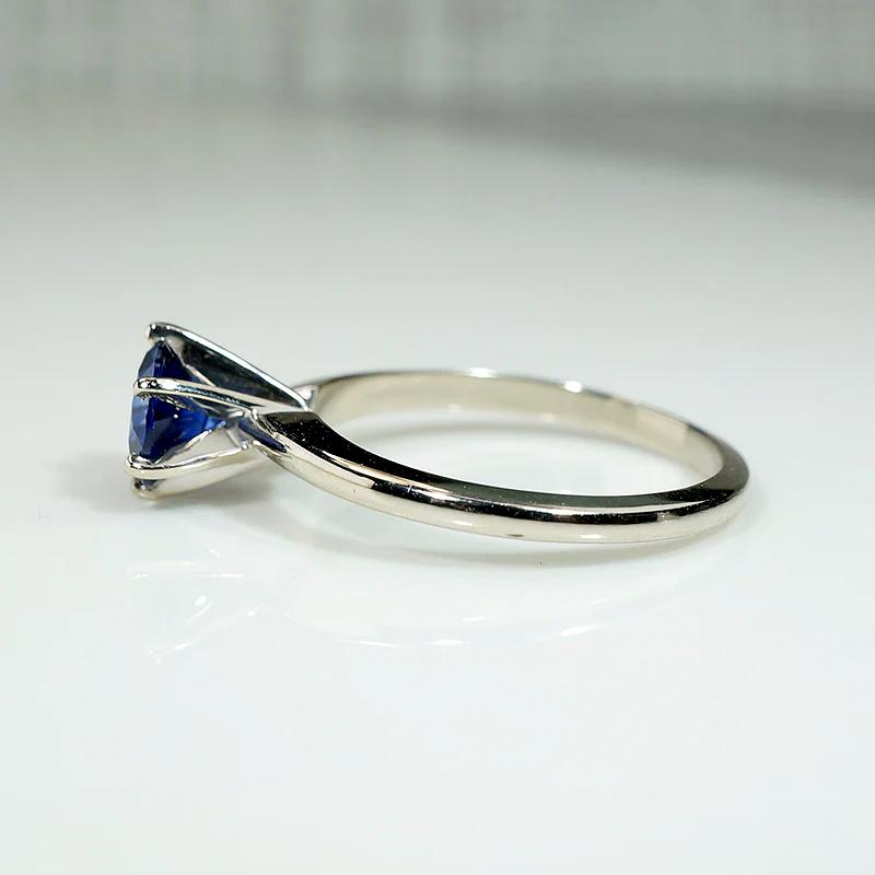 Lush Blue Sapphire Mid Century Solitaire Ring