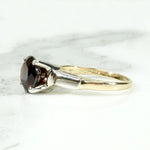 Retro Two Tone Gold Garnet Solitaire Ring