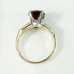 Retro Two Tone Gold Garnet Solitaire Ring
