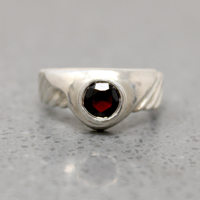 Garnet in Recycled Sterling Silver Band