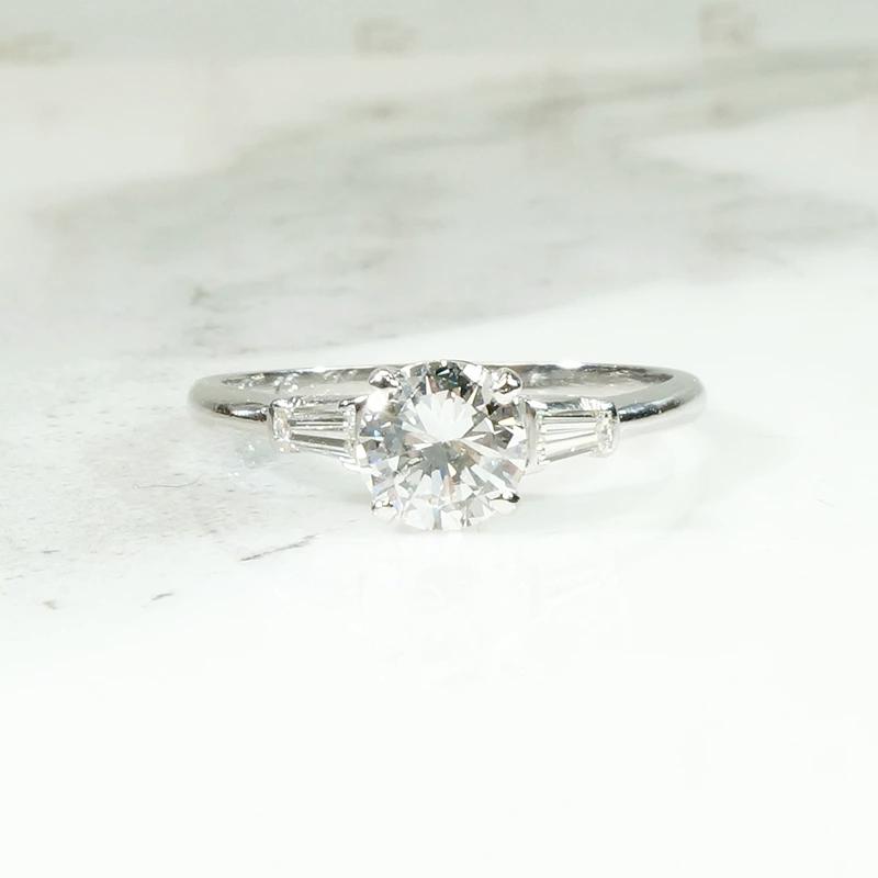 Refined Mid Century Diamond Engagement Ring