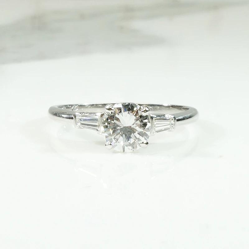 Refined Mid Century Diamond Engagement Ring