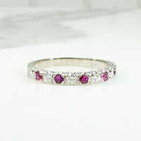 Rubies & Diamonds 18k White Gold Band