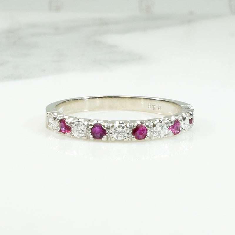 Rubies & Diamonds 18k White Gold Band