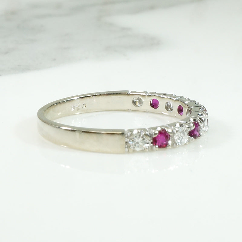 Rubies & Diamonds 18k White Gold Band