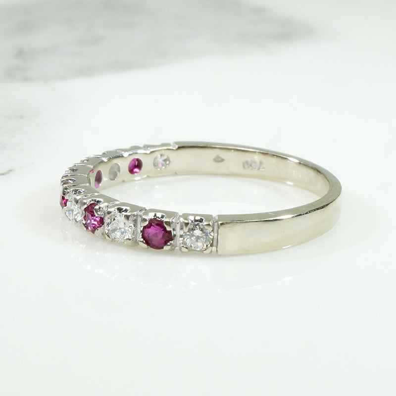 Rubies & Diamonds 18k White Gold Band