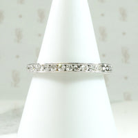 Slim Half Hoop Diamond & Engraved Platinum Band