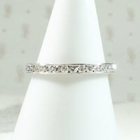 Slim Half Hoop Diamond & Engraved Platinum Band