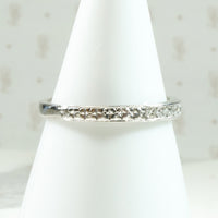 Slim Half Hoop Diamond & Engraved Platinum Band