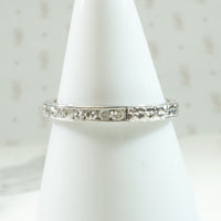 Slim Half Hoop Diamond & Engraved Platinum Band