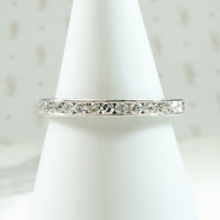 Slim Half Hoop Diamond & Engraved Platinum Band
