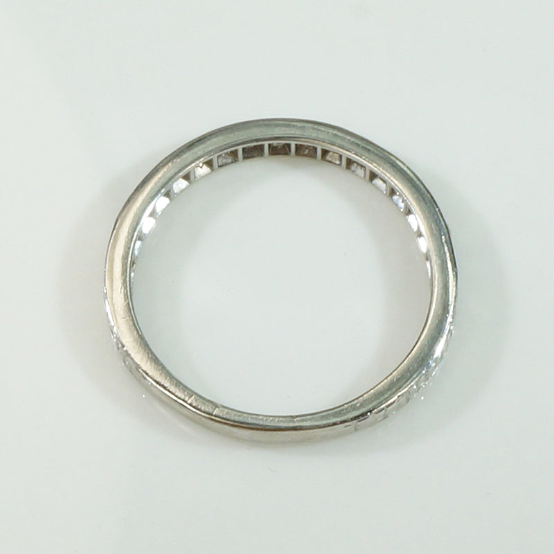 Slim Half Hoop Diamond & Engraved Platinum Band