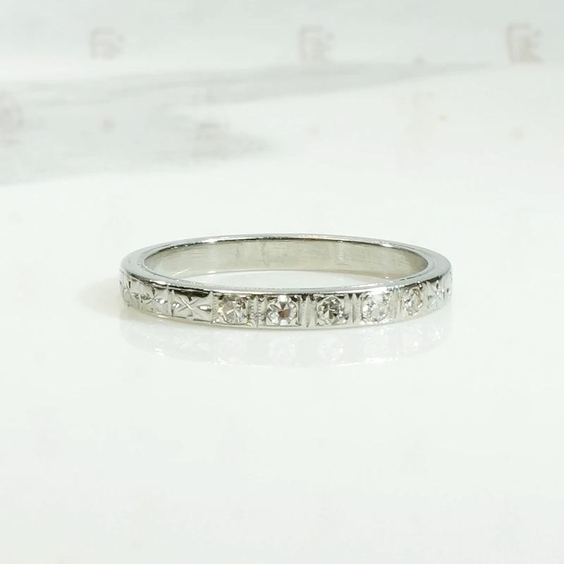Diamonds & Flowers White Gold Wedding Band