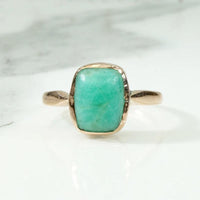 Lush Amazonite in Rosy Gold Victorian Solitaire