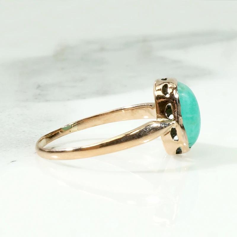 Lush Amazonite in Rosy Gold Victorian Solitaire