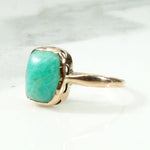 Lush Amazonite in Rosy Gold Victorian Solitaire