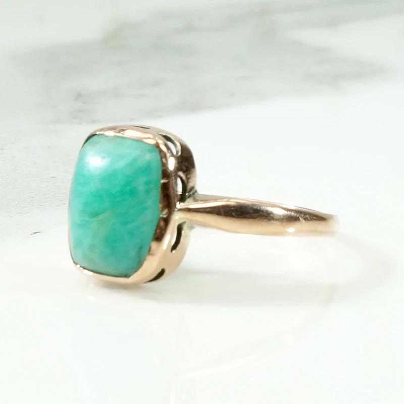 Lush Amazonite in Rosy Gold Victorian Solitaire