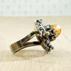 Amber & Ornate Silver Mystery Ring