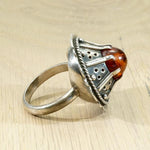 Fascinating Vintage Amber & Silver Ring