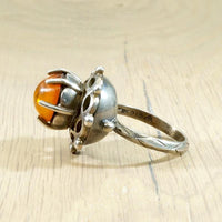 Powerful Amber & Sterling Silver Ring