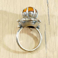 Powerful Amber & Sterling Silver Ring