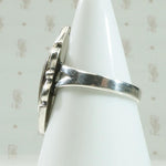 Abalone & Silver Navette Bell Trading Post Ring