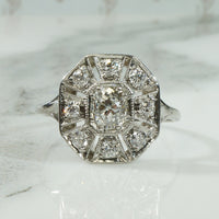 Edwardian Platinum Cushion Cut Diamond Ring