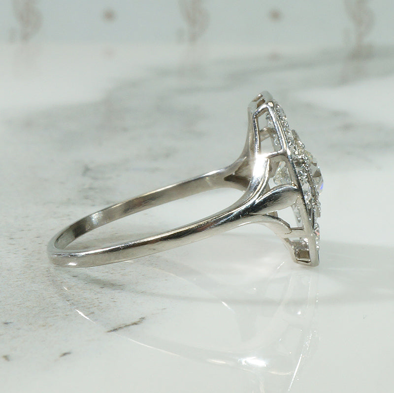 Edwardian Platinum Cushion Cut Diamond Ring