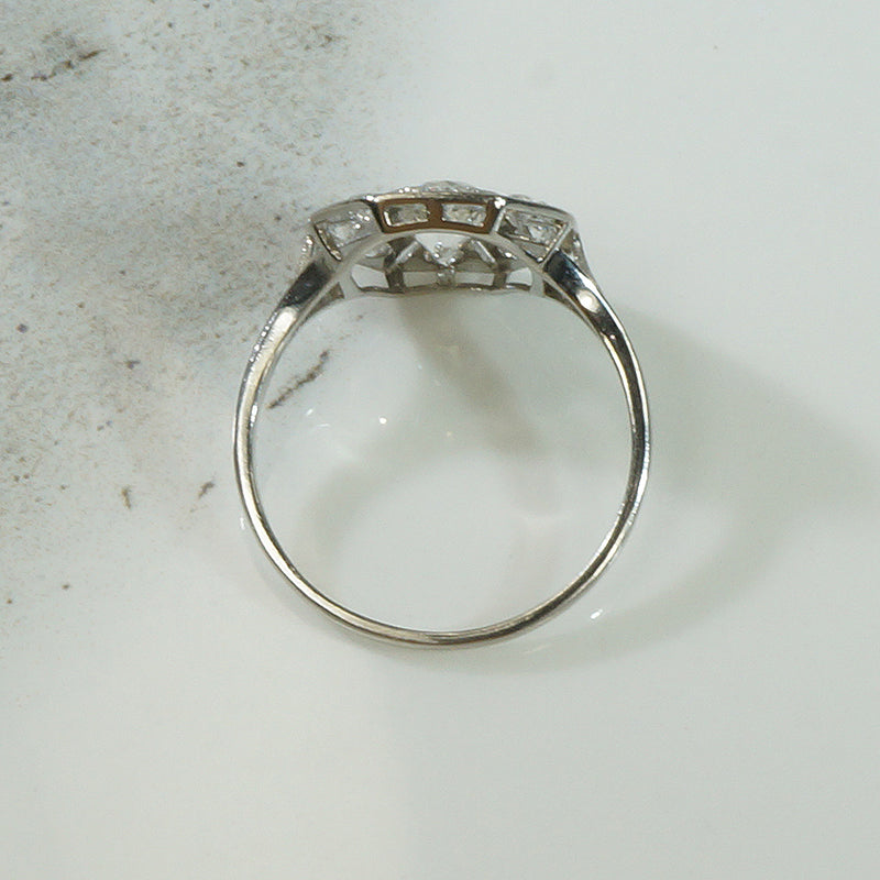 Edwardian Platinum Cushion Cut Diamond Ring