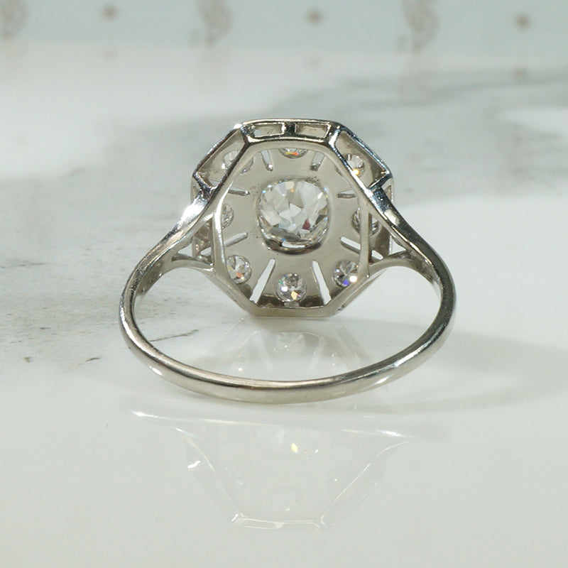 Edwardian Platinum Cushion Cut Diamond Ring