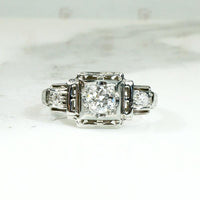 Architectural Art Deco Diamond Engagement Ring