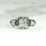 Architectural Art Deco Diamond Engagement Ring
