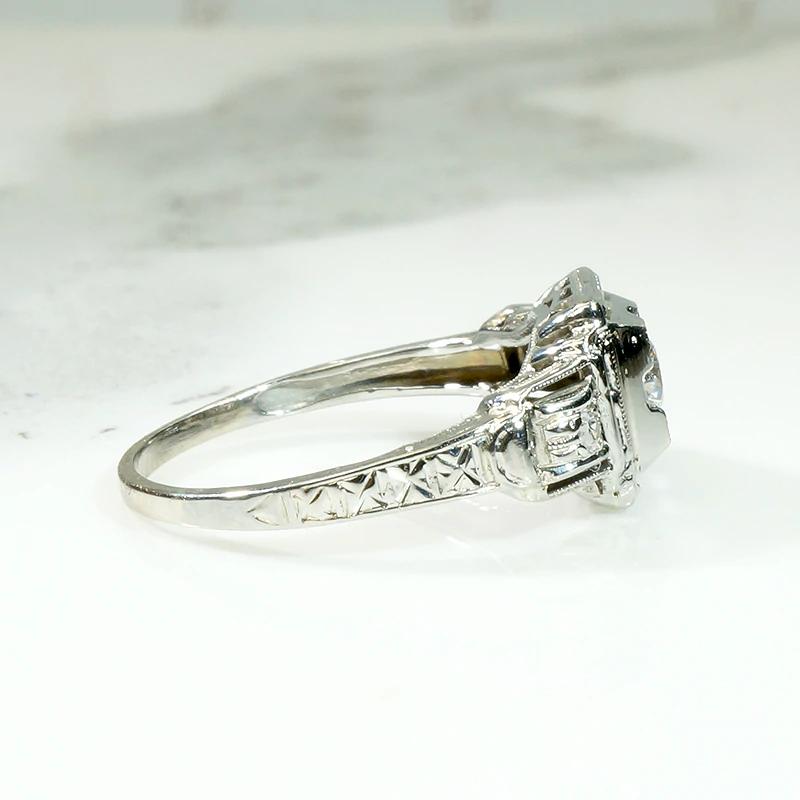 Architectural Art Deco Diamond Engagement Ring