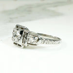 Architectural Art Deco Diamond Engagement Ring