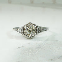 White Gold Filigree Diamond Ring
