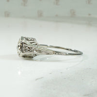 White Gold Filigree Diamond Ring