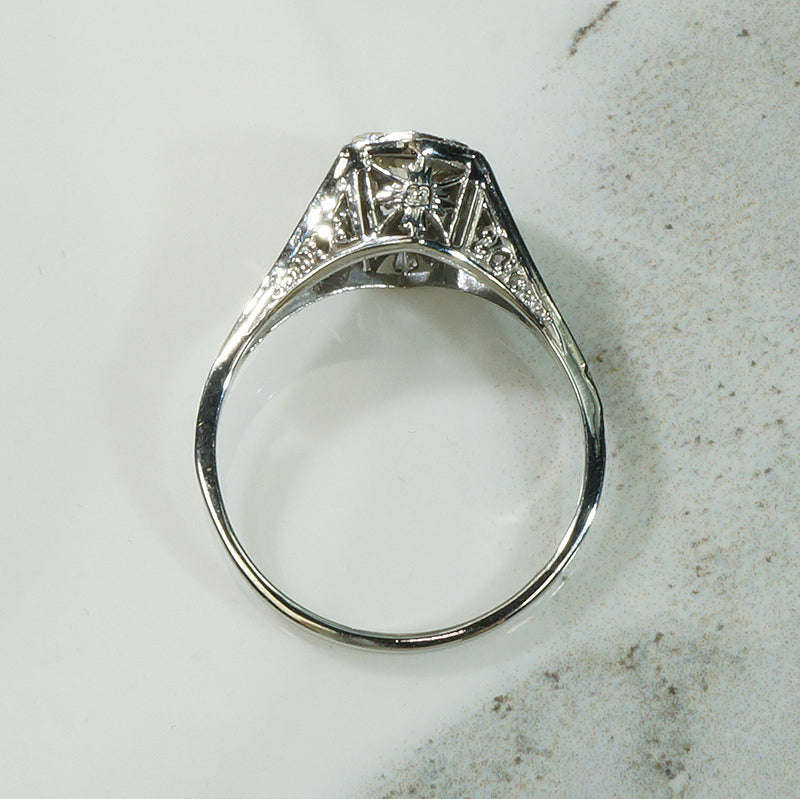 White Gold Filigree Diamond Ring