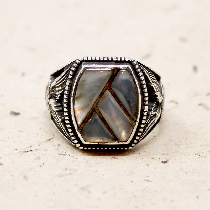Majestic Eagle Signet in Silver & Mother of Pearl