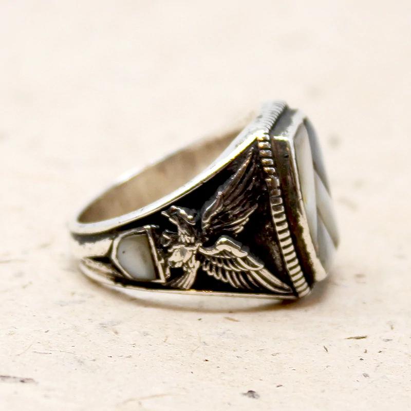 Majestic Eagle Signet in Silver & Mother of Pearl