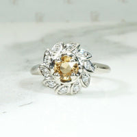 Imperial Topaz Cocktail Ring with Diamond Halo