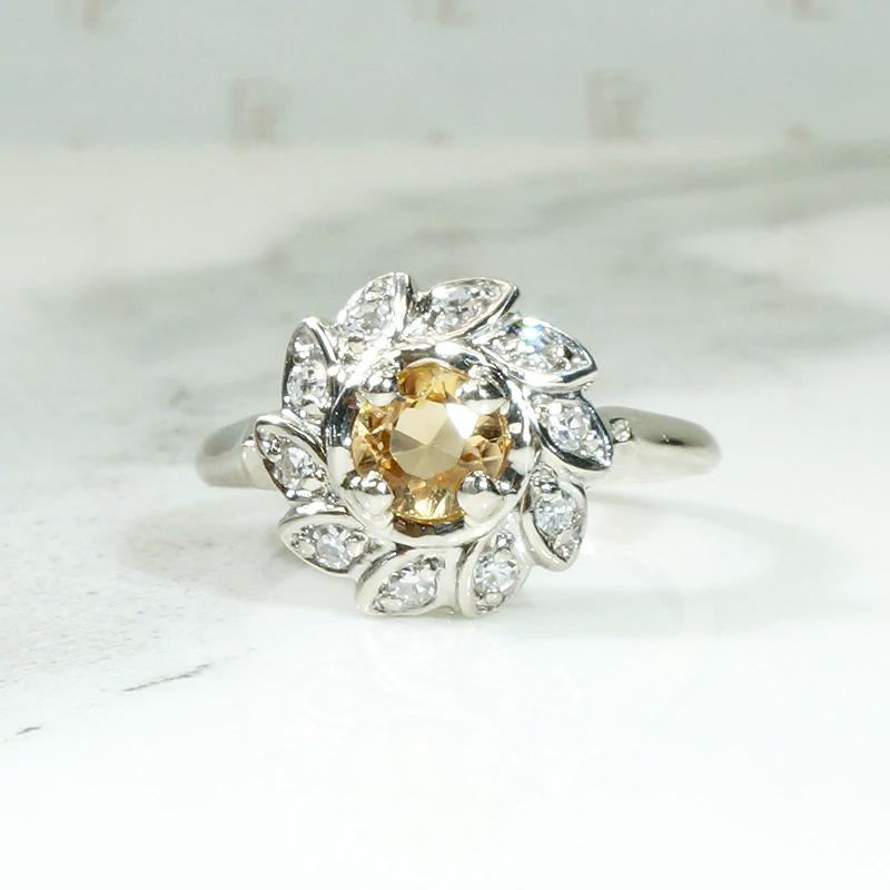 Imperial Topaz Cocktail Ring with Diamond Halo